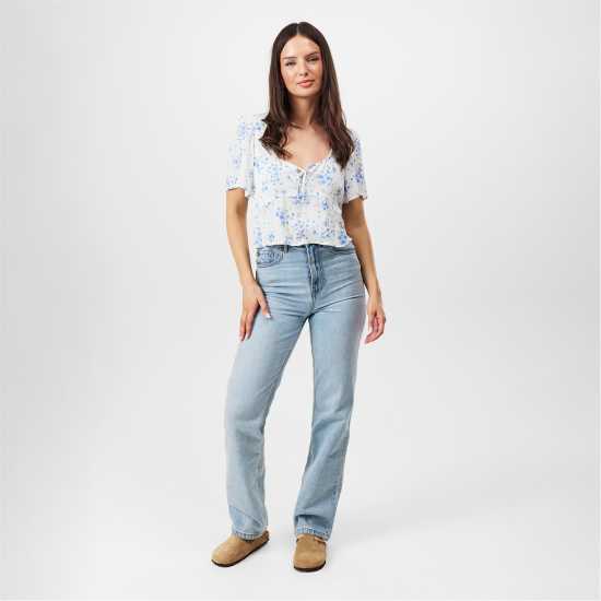 Jack Wills Jw Keyhole Short-Sleeve Blouse Бяло Дитси Jack Wills Jw Keyhole Short-Sleeve Blouse Бяло Дитси