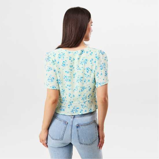 Jack Wills Jw Keyhole Short-Sleeve Blouse Морско стъкло Дитси Jack Wills Jw Keyhole Short-Sleeve Blouse Морско стъкло Дитси