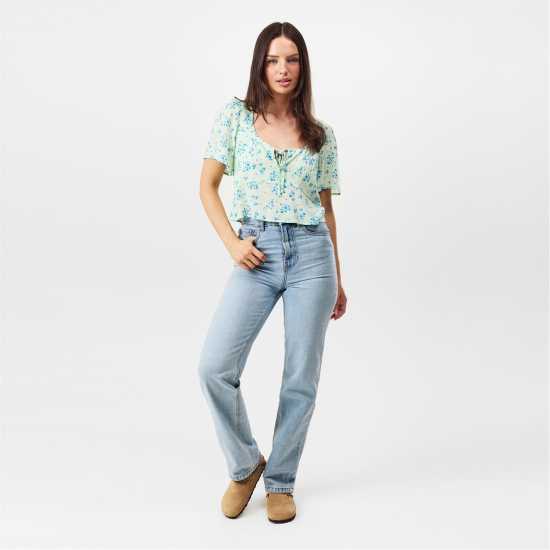Jack Wills Jw Keyhole Short-Sleeve Blouse Морско стъкло Дитси Jack Wills Jw Keyhole Short-Sleeve Blouse Морско стъкло Дитси