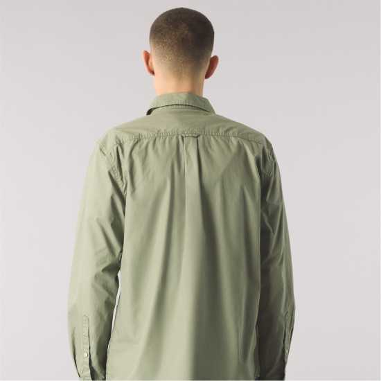 Pretty Green Men's Brentwood Long-Sleeve Plain Shirt Зелено 