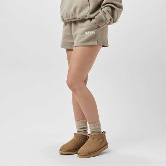 Дамски къси панталони Jack Wills Fleece Shorts Тоуп Jack Wills Fleece Shorts Тоуп Дамски къси панталони