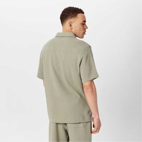 Jack Wills Men's Jw Waffle Short-Sleeve Plain Shirt Сребърно жаде 