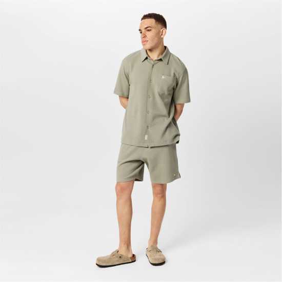Jack Wills Men's Jw Waffle Short-Sleeve Plain Shirt Сребърно жаде 