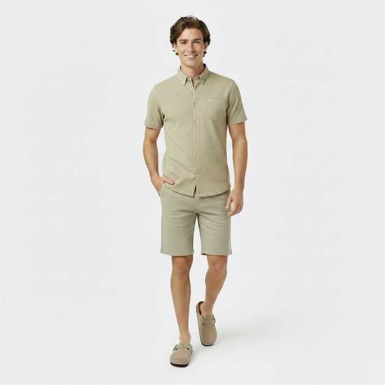 Jack Wills Men's Jw Waffle Short-Sleeve Plain Shirt Сребърно жаде 