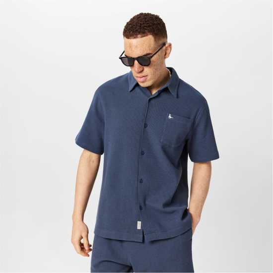 Jack Wills Jw Waffle Short-Sleeve Plain Shirt Нощно небе Jack Wills Jw Waffle Short-Sleeve Plain Shirt Нощно небе