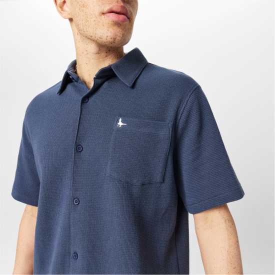 Jack Wills Men's Jw Waffle Short-Sleeve Plain Shirt Нощно небе Jack Wills Men's Jw Waffle Short-Sleeve Plain Shirt Нощно небе