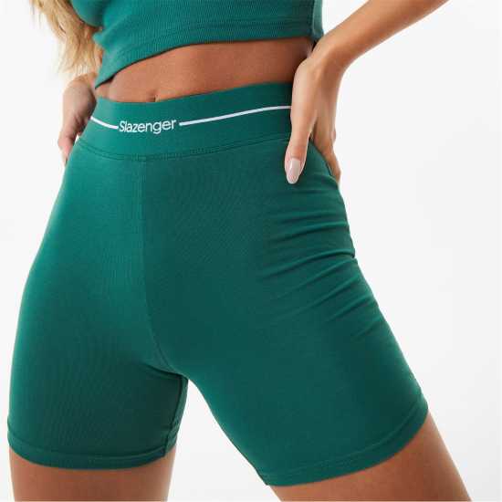 Slazenger Ft. Wolfie Cindy Piped Cycling Shorts Forest Green Дамски къси панталони