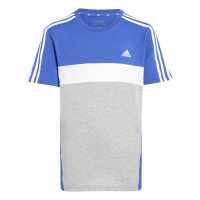Adidas Tiberio 3-Stripes Colorblock Cotton T-Shirt Junior Ryl/Gry/Wht Детски тениски и фланелки