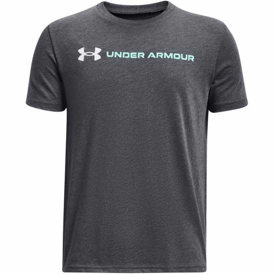 Under Armour B Logo Wordmark Ss Pitch Gray Med Детски тениски и фланелки