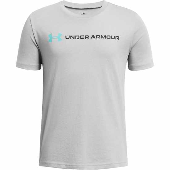 Under Armour B Logo Wordmark Ss ModGreyHthr/Blk Детски тениски и фланелки