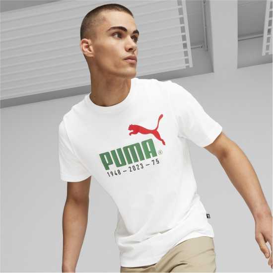 Puma No. 1 Logo Celebration Tee White - Мъжко облекло за едри хора