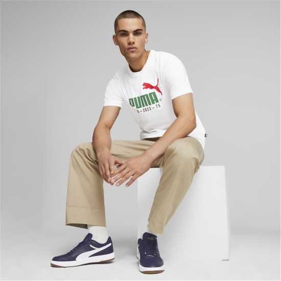 Puma No. 1 Logo Celebration Tee White - Мъжко облекло за едри хора