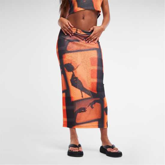 Co Ord Photographic Print Maxi Skirtprint  Дамско облекло плюс размер