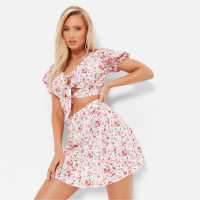 I Saw It First Floral Print Skater Mini Skirt Co-Ord  Дамско облекло плюс размер