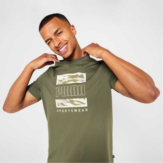 Puma Мъжка Риза Graphic T-Shirt Mens Khaki Camo Box - Мъжки ризи