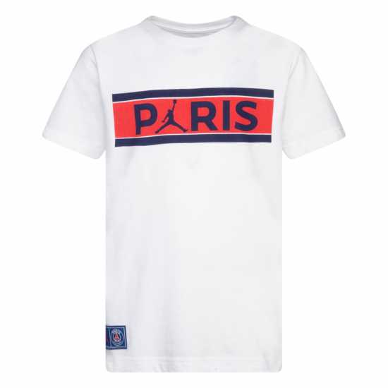 Тениска Момчета Air Jordan Psg Bars T Shirt Junior Boys White Детски тениски и фланелки