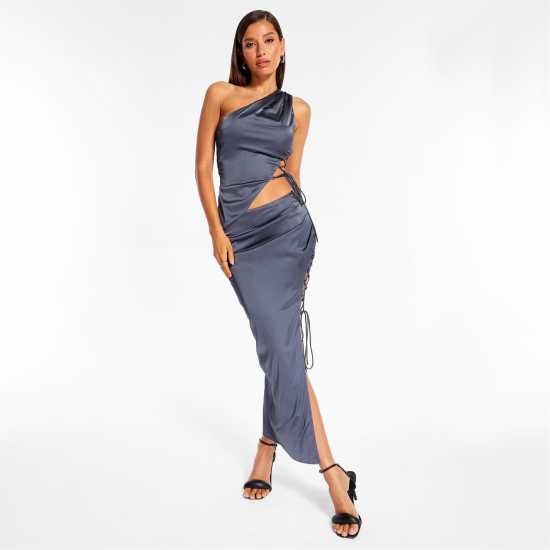 Co Ord Lace Up Asymmetric Satin Midi Skirt  Дамско облекло плюс размер