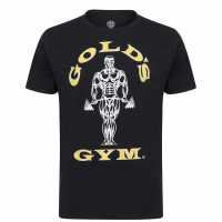 Golds Gym Мъжка Тениска Gym Muscle Joe T Shirt Mens Black Мъжко облекло за едри хора