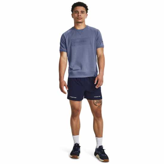Under Armour Project Rock Terry Gym Top Mens Синьо Атлетика