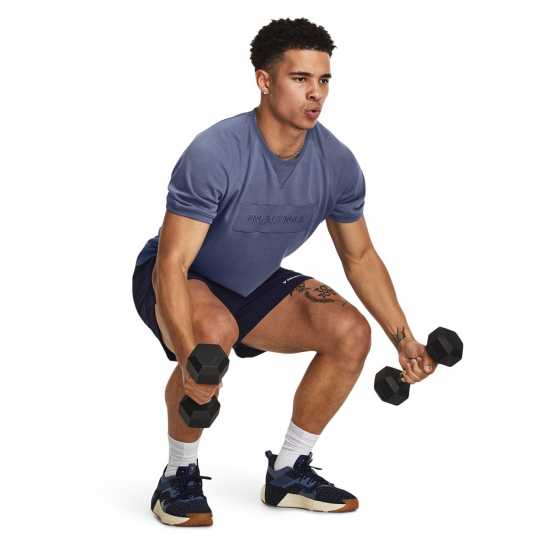 Under Armour Project Rock Terry Gym Top Mens Синьо Атлетика