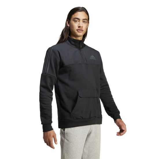 Adidas Мъжко Спортно Горнище Quarter Zip Tech Track Jacket Mens Черно Мъжки полар