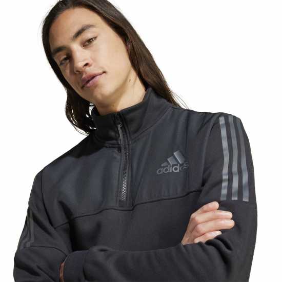 Adidas Мъжко Спортно Горнище Quarter Zip Tech Track Jacket Mens Черно Мъжки полар