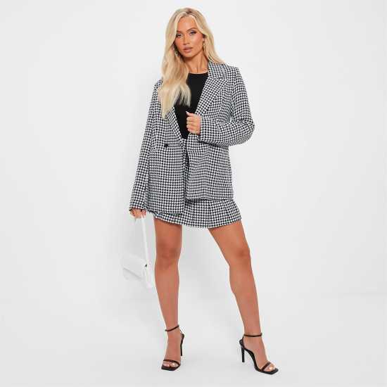 I Saw It First Check Double Breasted Tailored Blazer Dogtooth Дамски грейки