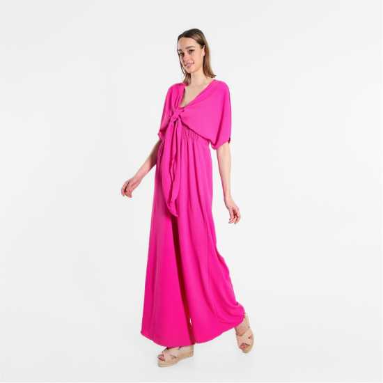 2 Piece Bandeau Jumpsuit And Cardi Set Pink Дамски поли и рокли