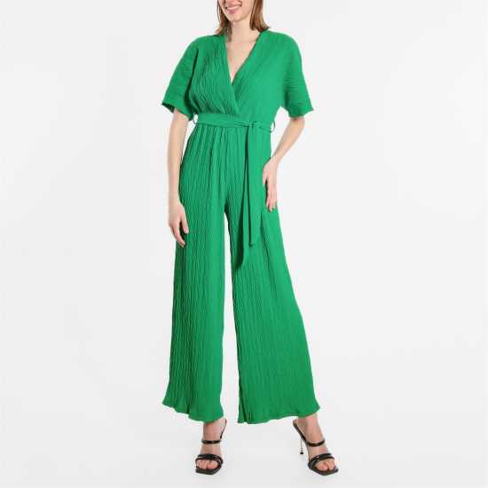 Leg Plisse Jumpsuit Green Дамски поли и рокли