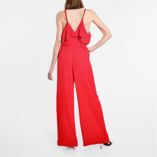 Frill Strappy Jumpsuit Red Дамски поли и рокли