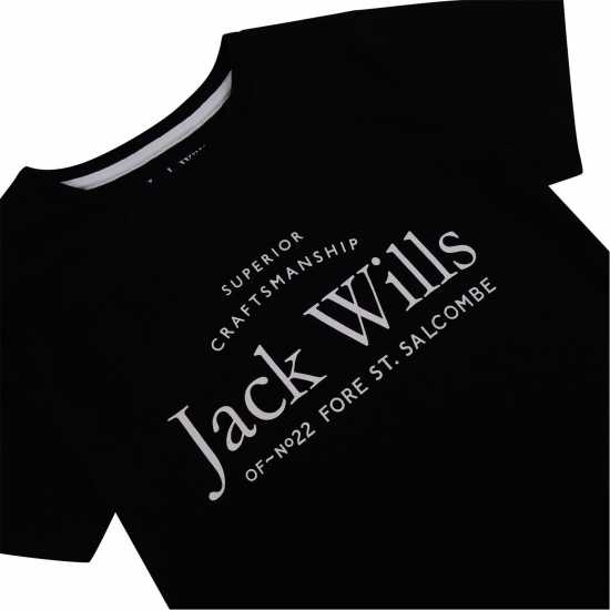 Jack Wills Kids Girls Forstal Script Logo T-Shirt Black Детски тениски и фланелки