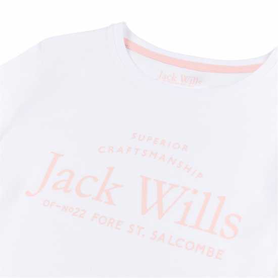 Jack Wills Kids Girls Forstal Script Logo T-Shirt Bright White Детски тениски и фланелки
