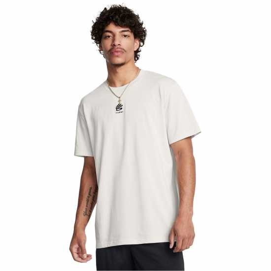 Under Armour Мъжка Риза Curry Logo Heavyweight T-Shirt Mens Бяло/Черно Баскетболно облекло