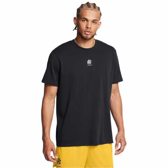 Under Armour Мъжка Риза Curry Logo Heavyweight T-Shirt Mens Черно/Бяло Баскетболно облекло
