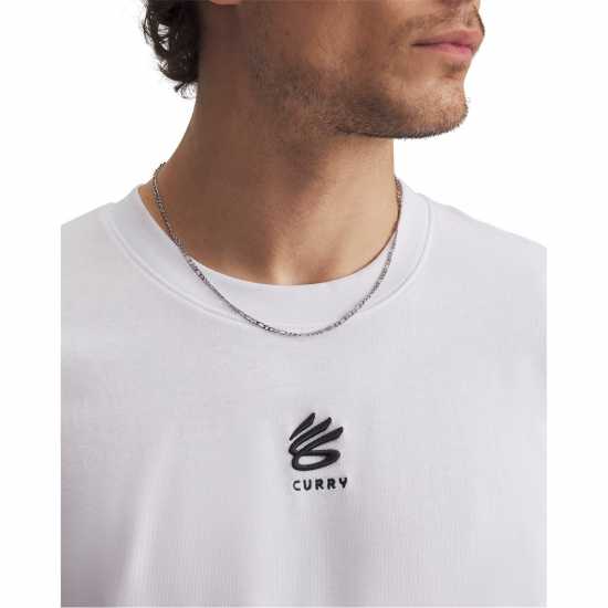Under Armour Мъжка Риза Curry Logo Heavyweight T-Shirt Mens Бяло/Черно Баскетболно облекло