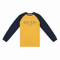 Jack Wills Raglan Ls Tee Jn99 Mineral Yellow Детски тениски и фланелки