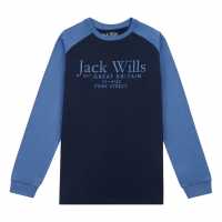 Jack Wills Raglan Ls Tee Jn99 Navy Blazer Детски тениски и фланелки