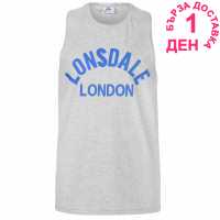 Lonsdale Мъжки Спортен Потник Muscle Vest Mens Grey Marl Мъжко облекло за едри хора