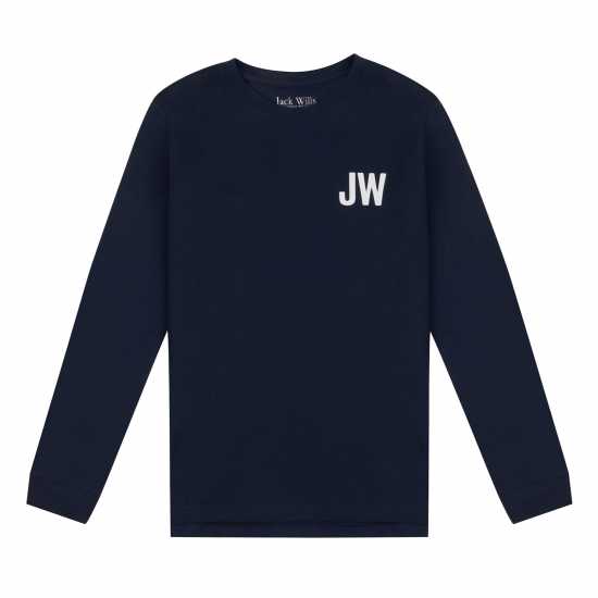 Тениска Момчета Jack Wills Long Sleeve Tee Junior Boys Navy Blazer Детски тениски и фланелки
