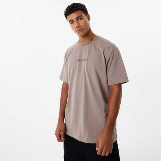 Jack Wills Jacquard T-Shirt Mushroom - Мъжки ризи