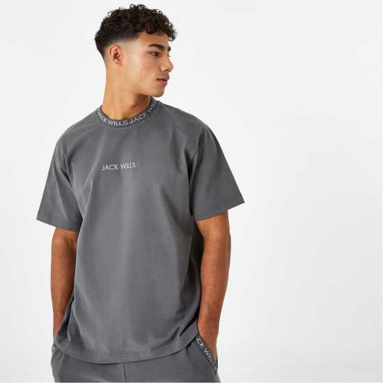 Jack Wills Jacquard T-Shirt Slate Мъжки ризи