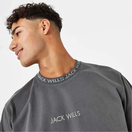 Jack Wills Jacquard T-Shirt Slate Мъжки ризи
