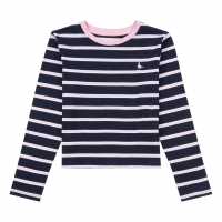 Jack Wills Stripe Long Sleeve T-Shirt Junior Girls Navy Blazer Детски тениски и фланелки
