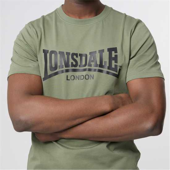 Lonsdale Тениска С Лого Essentials Logo Tee Khaki Мъжко облекло за едри хора