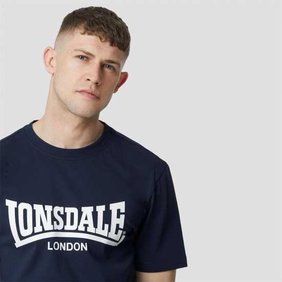 Lonsdale Тениска С Лого Essentials Logo Tee Navy - Мъжко облекло за едри хора