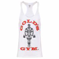 Golds Gym Muscle Joe Premium Stringer Vest White Мъжко облекло за едри хора