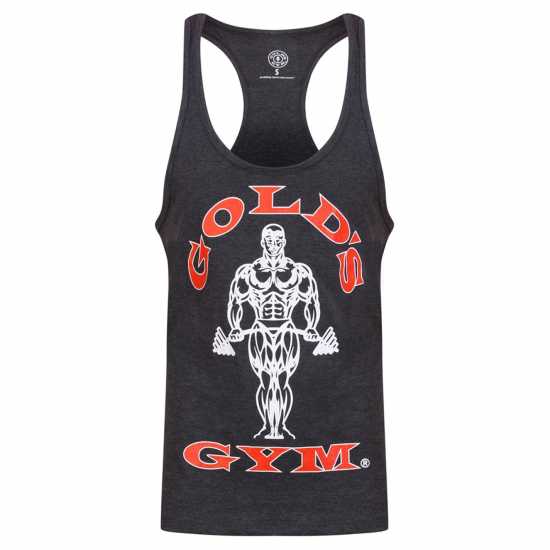 Golds Gym Muscle Joe Premium Stringer Vest Charcoal Мъжко облекло за едри хора