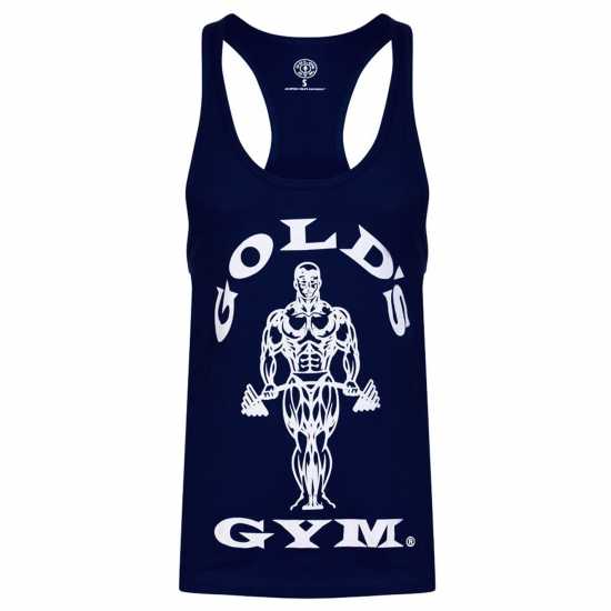 Golds Gym Muscle Joe Premium Stringer Vest Navy Мъжко облекло за едри хора