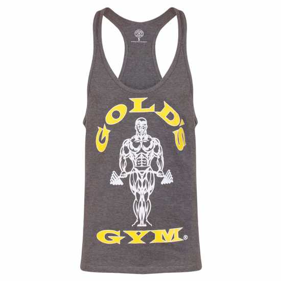 Golds Gym Muscle Joe Premium Stringer Vest Grey Marl Мъжко облекло за едри хора