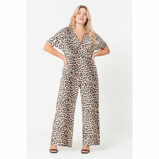 Be You Beyou Animal Print Wide Leg Jumpsuit Womens  